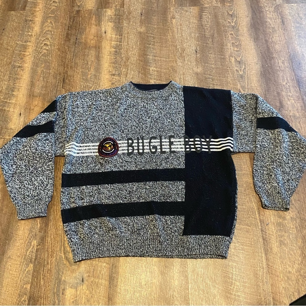 Vintage 90s Bugle Boy Gray & Black Sweater